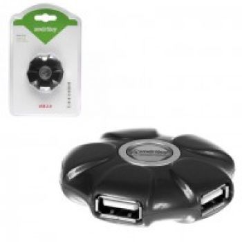 Концентратор USB 2.0 Smartbuy SBHA-143-K 4 порта, черный