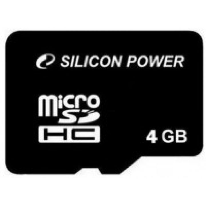 Карта памяти 4Gb microSDHC Class 4  Silicon Power + SD adapter
